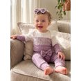 thumbnail image 5 of RUINIXCW Baby Girl Fall Outfits Contrast Color Long Sleeve Romper Pants Headband Hat, 5 of 8