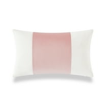 Hofdeco Coastal Patio Indoor Outdoor Lumbar Pillow Cover ONLY for Backyard, Couch, Sofa, Velvet Pink Wide Striped, 12"x20"