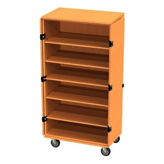 36 X 24 X 60 Transporter Storage Cabinet in Hardrock Maple With 3 Adjustable - 1 Fixed Shelves, Casters