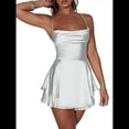 thumbnail image 3 of Mono Elegante de Satén para Mujer, de Verano, Sin Mangas, con Espalda Descubierta, Tirantes Finos y . S, 3 of 8