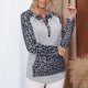 thumbnail image 5 of Sudadera con capucha Estampado de leopardo Diseño de empalme Escote de manga larga Botón a presión Bolsillo grande Cordón Sudadera con capucha para mujer Estampado de leopardo XL, 5 of 8