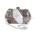 thumbnail image 4 of Different Craft India Mother Of Pearl Shell and Natural Marble stone inlaid Brass Engraved novelty purse beach bag, 4 of 5