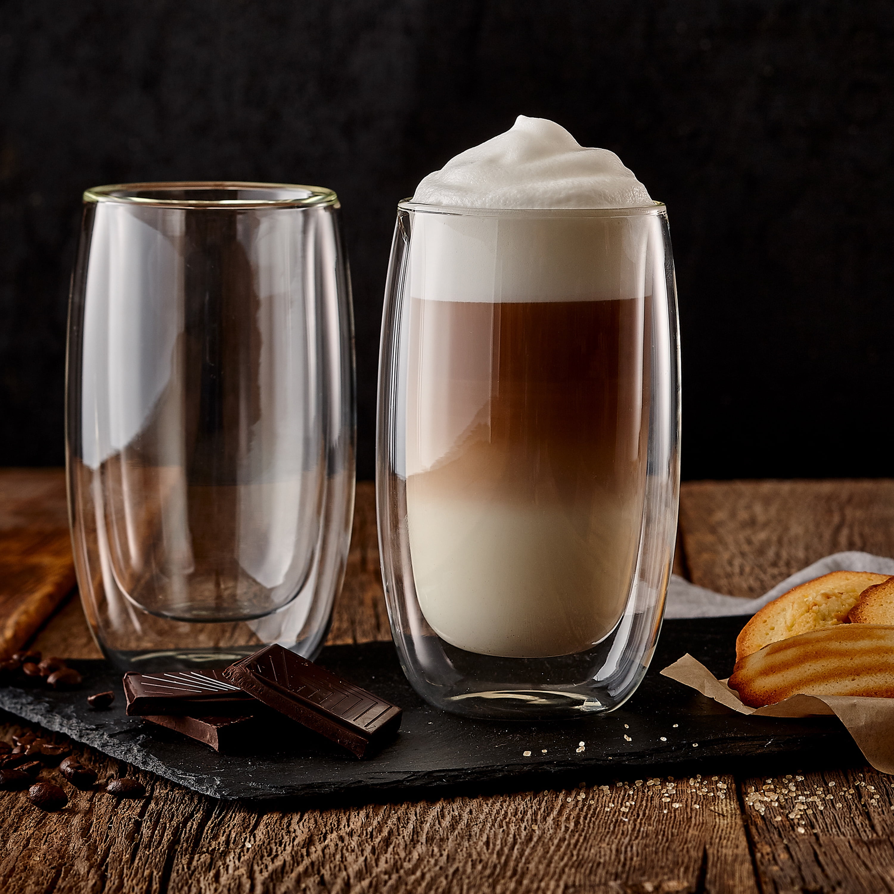 Barista Latte Macchiato Double-Walled Glass Mugs 2 Pc Set, 12.8oz
