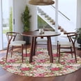 thumbnail image 3 of Round Area Rugs Collection 7 Ft, Pink Spring Floral Non-Slip Residential Carpet, Vintage Summer Botanical Indoor Crawling Mats Runner Rugs for Living Room/Dining Room/Bedroom, 3 of 8