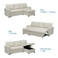 thumbnail image 3 of Naomi Home Living Room Collection L Shaped Velvet Reclining and Storage Chaise Sectional Sofas with Sofa and Chaise, Cream, 3 of 14
