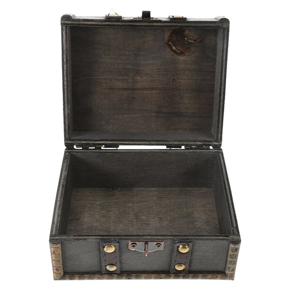 FRCOLOR Vintage Wooden Jewelry Box with Lock for Secure Storage and Distressed Finish Light Grey