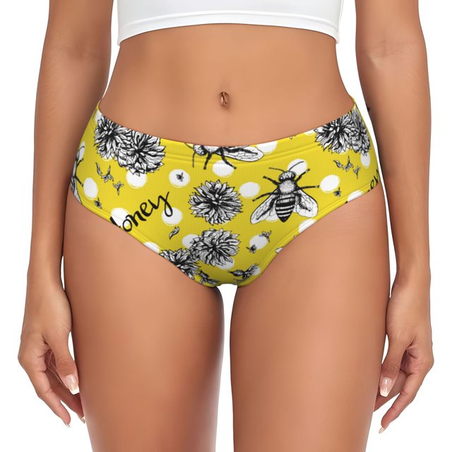 Balery Honeybee Ropa Interior de Algodón para Mujer con Dibujo – Braguitas Cómodas y Elásticas, Estilo Clásico-X-Large