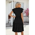 thumbnail image 5 of Women Dress V-Neck Short Sleeve T-Shirt Dress Ruffles Casual Swing Dress, 5 of 5
