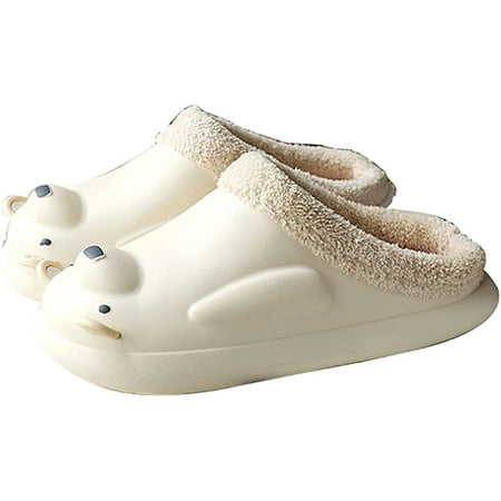 

PIKADINGNIS Women Slippers Cute Bear Warm Waterproof Outing Slide Memory Foam Anti-Slip House Shoes