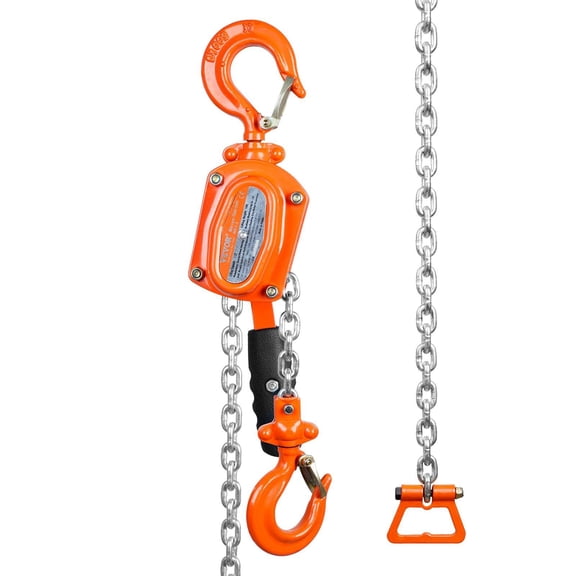 Manual Chain Hoist 1/2 Ton 1100lb, 10ft Come Along Lever Block, G80 Steel with 360° Hook for Garage, Factory, Dock Lifting
