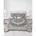 thumbnail image 3 of Boho Blue Full Size Down Alternative Comforter, Lightweight Comforter Quilt Bedding Set with Pillow Shams Retro Tribal Traditional Distressed Printed All Seasons Bed Comforter Duvet Insert 78"x90", 3 of 7