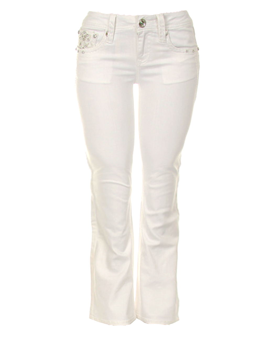 La Idol Womens Mid Rise Rhinestone Bootcut Stretchy Denim Jeans Pants In White 5168bt 8520