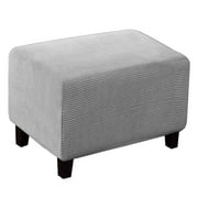 Rectangle Footstool Stretch Ottoman Cover Washable Modern Checked Jacquard Sofa