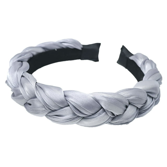Hair Hoop Elegant Style Vintage Adjustable Headband Comfortable Wearing Braid Pattern Exquisite Workmanship Wide Simple Headwear silver gray