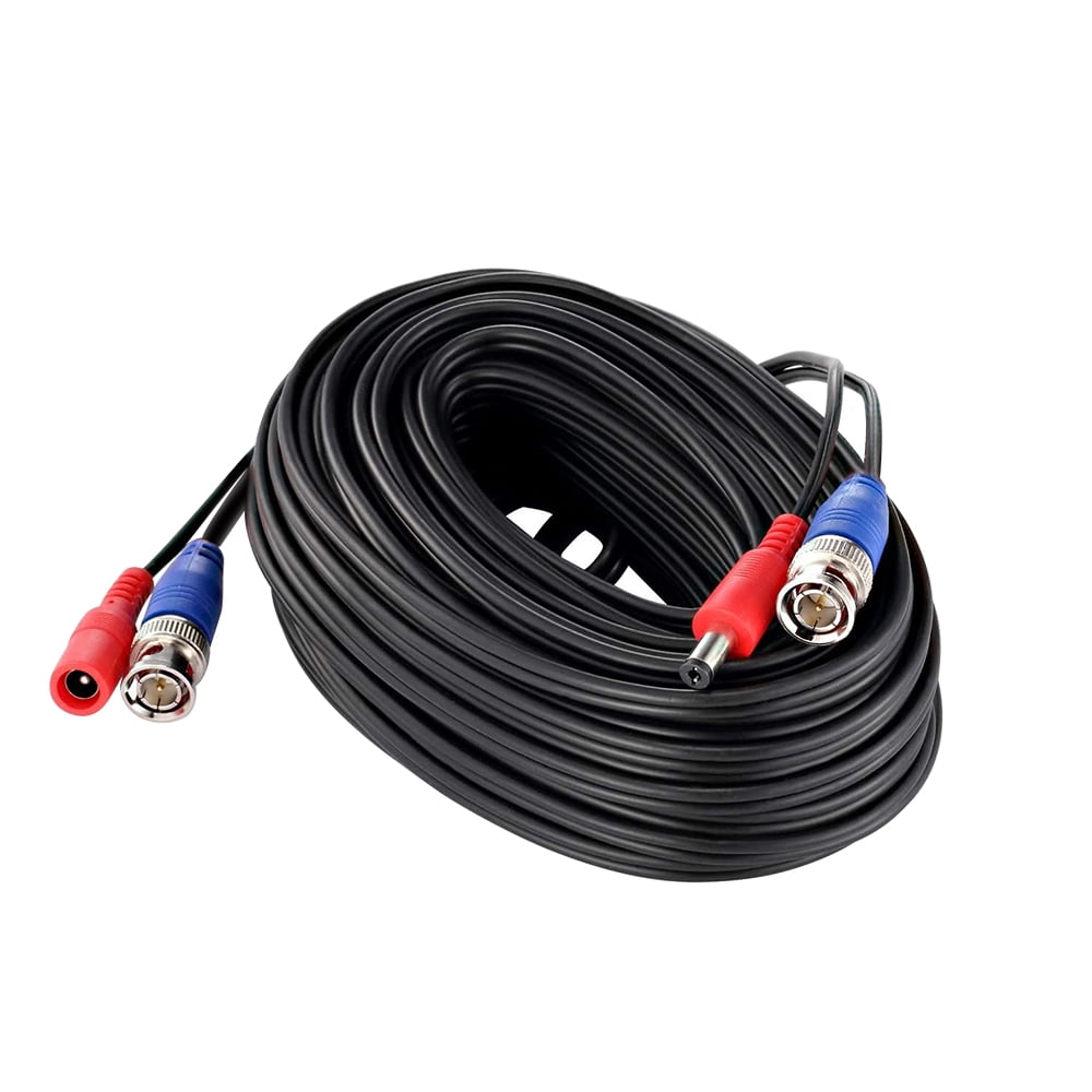 60FT/100FT CCTV Camera Video Power 2-in-1 Cable BNC Extend Cord Black/White Y5S8 