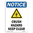 thumbnail image 1 of SignMission OS-NS-A-1824-V-10848 18 x 24 Po Panneau de Signalisation OSHA - Risque d'Écrasement Garder Clair, 1 of 1