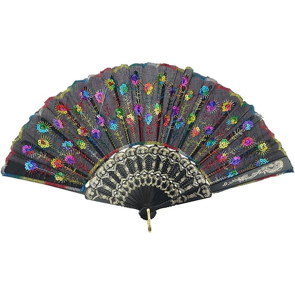 12 Pack Rainbow Folding Fans Colorful Hand Held Fan, Rainbow Party Decoration. summer hand fans