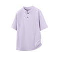 thumbnail image 3 of Men's UPF 50+ Sun Protection Henley Shirts Summer Beach Shirt Short Sleeve Tshirt Fitted T-Shirt Basic Tees Work T Shirt Purple L, 3 of 6