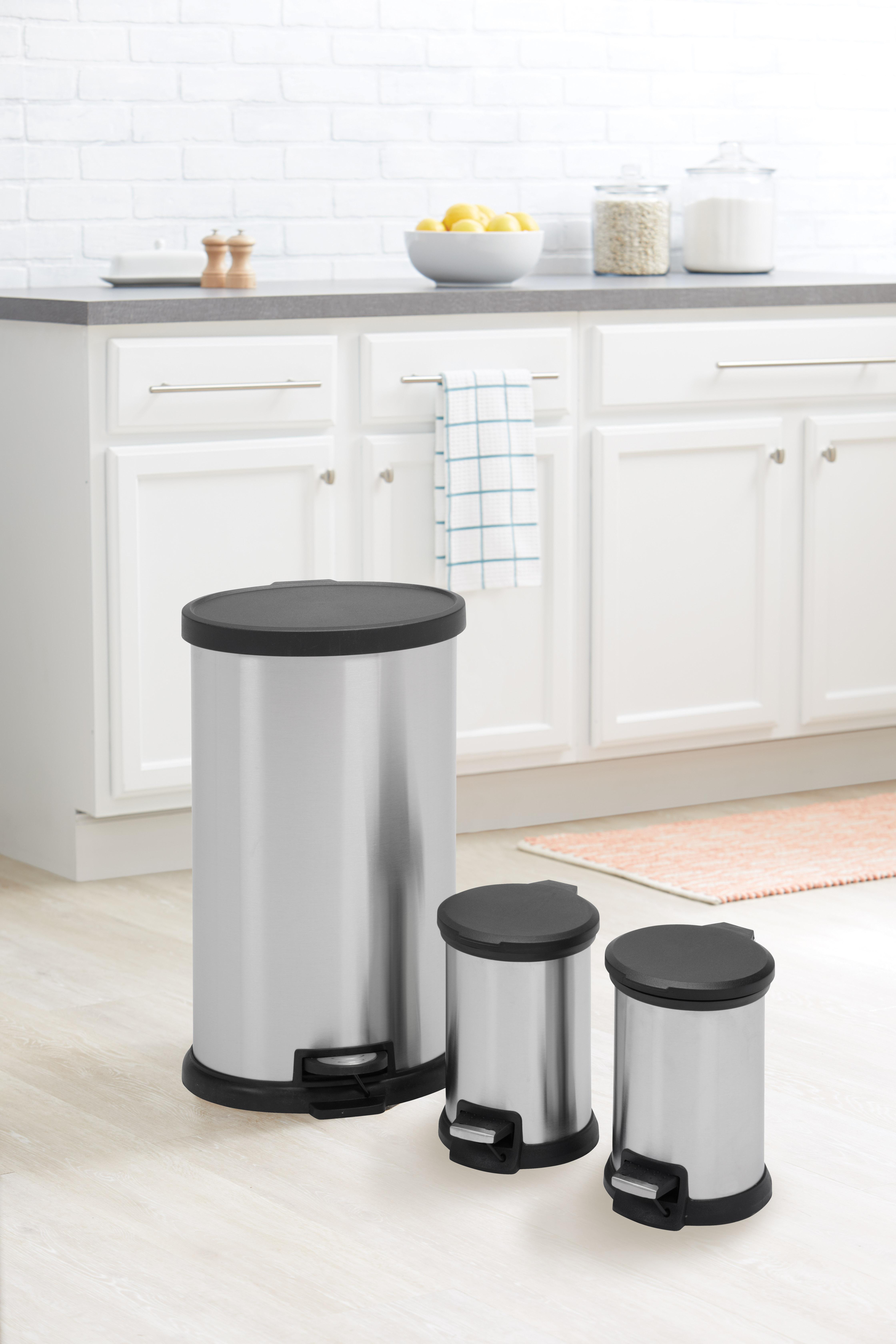Mainstays 3-Piece Stainless Steel 1.3 and 8 gal Kitchen Garbage Can Combo - image 4 of 7