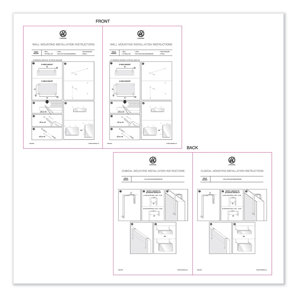U BRANDS Cubicle Glass Dry Erase Board, 12" x 12", White