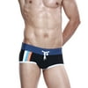 Tangnade Men's Brand Stripe Nylon Breathable Bulge Briefs Swimming Trunks