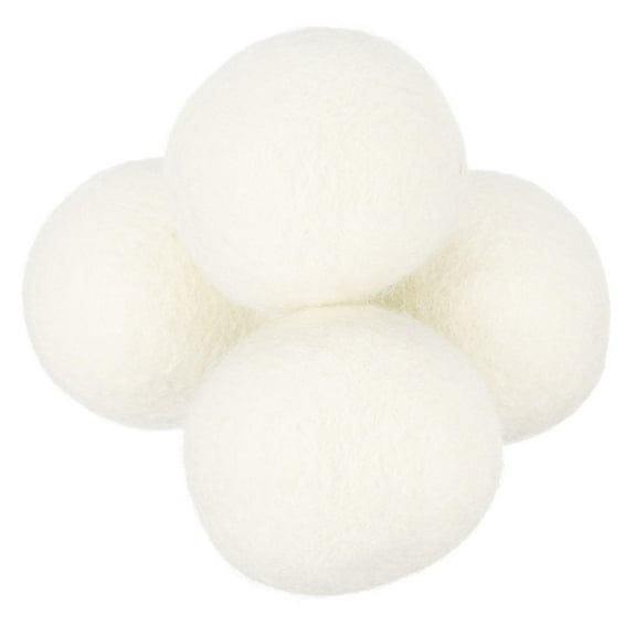 Uxcell 4 Packs Dryer Balls, 2 Inches Wool Dryer Balls for Dryer Laundry, White
