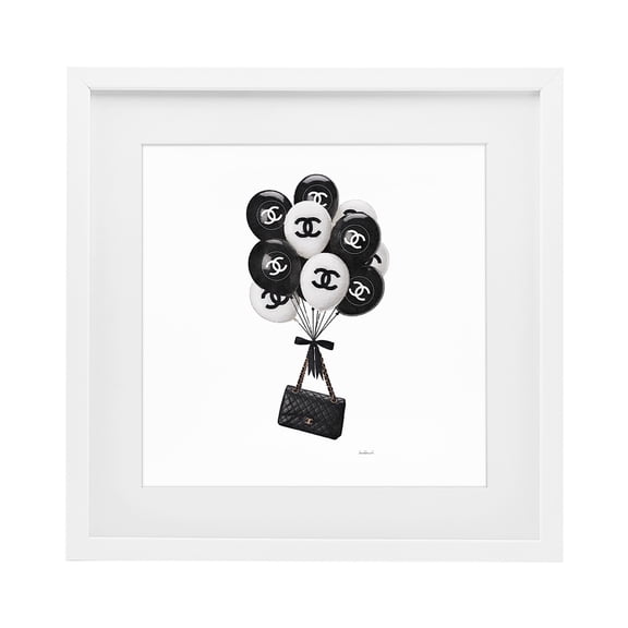Stupell Industries Contemporary Chic Balloons & Purse White Framed Print Under Glass, 13 x 13, by Amanda Greenwood