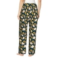 thumbnail image 3 of Uemuo Bear Sunflower Pattern Women's Wide Leg Palazzo Lounge Pants with Pockets Light Weight Loose Comfy Casual Pajama Pants-Small, 3 of 9