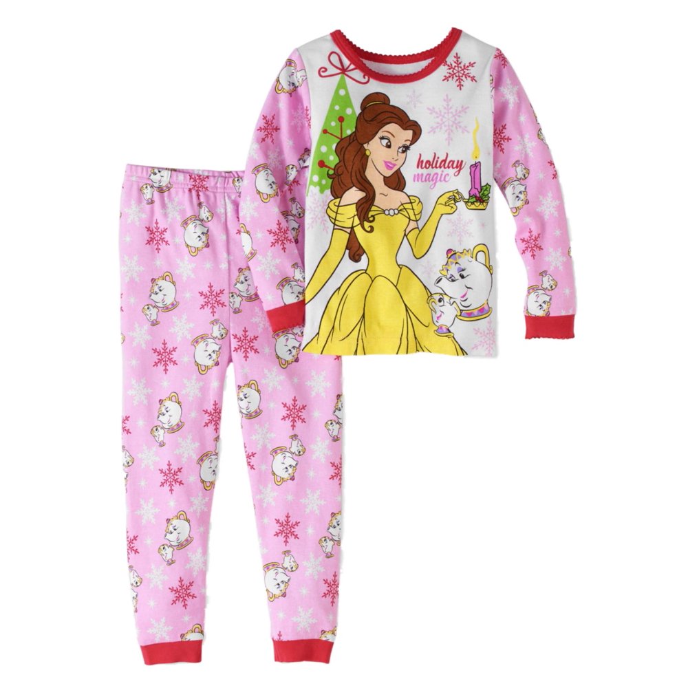 Disney Disney Toddler Girls Beauty & the Beast Christmas Sleep Set Belle Pajamas 2T Walmart