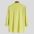 thumbnail image 3 of safuny Men's Loose Cotton Lined Shirts with Pocket Long Sleeve Athletic Half Button Workwear Casual Sports Holiday Solid Color Fashion Mint Green XXL, 3 of 4