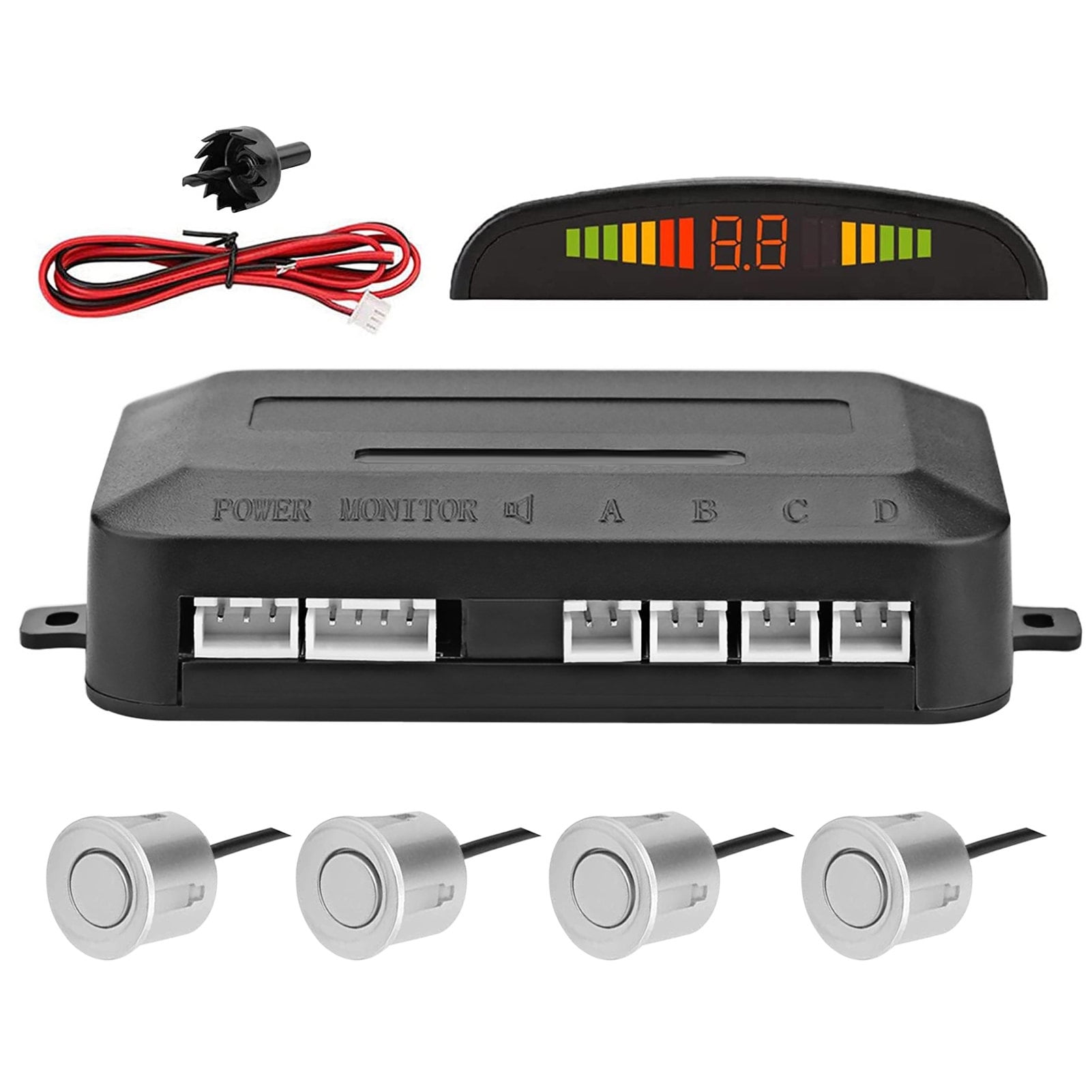 Reverse Rear Parking Sensor Aid Kit with Rearview mirror Alarm 4 Probe Reversing 