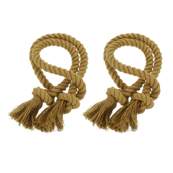 2Pcs Rope Curtain Tiebacks, 30" Polyester Tassel Curtain Holdback, Light Brown
