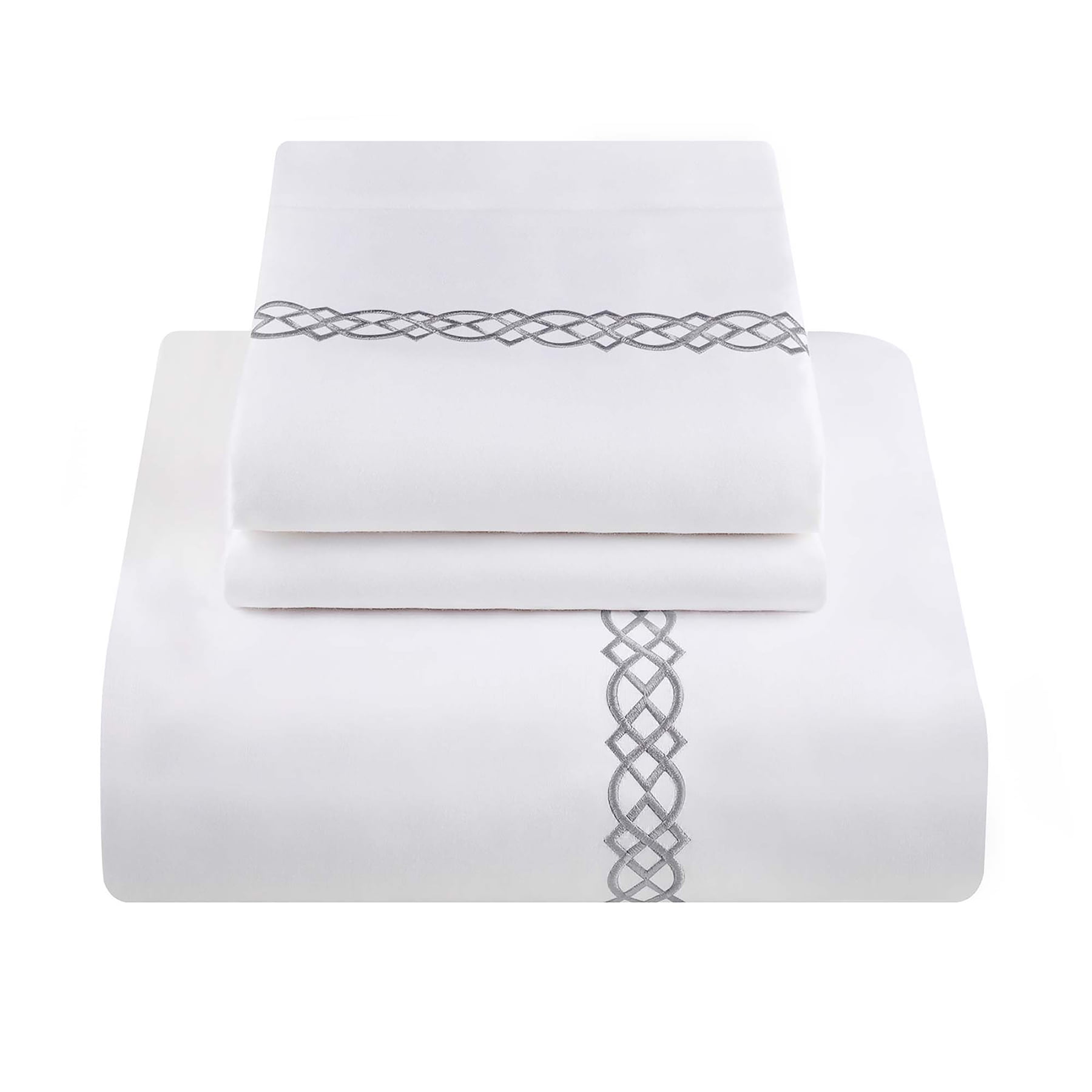 Superior Egyptian Cotton Embroidered Duvet Cover Set, Full/ Queen, Charcoal
