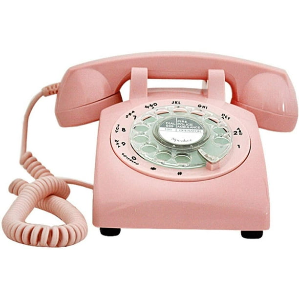 Glodeals 1960 S Style Pink Retro Old Fashioned Rotary Dial Telephone Walmart Com Walmart Com