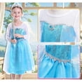 thumbnail image 6 of Benylion Girls Ice Costume Princess Snow Dress up Blue Dresses with Cosplay Accessories Crown Wand & Gloves for 5-6 Years, 6 of 11