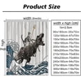 thumbnail image 5 of Funny Cat Shower Curtain, Cool Cat, Dinosaur, Japanese Ocean Wave (180x230cm) Ref: 2021, 5 of 5