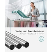 Clothes Drying Rack Foldable with Height-Adjustable Wings 33 Drying Rails Sock Clips Silver and Blue