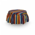 thumbnail image 3 of Colorful Ottoman Cover, Vertical Festival Stripes, 2 Piece Slipcover Set with Ruffle Skirt for Square Round Cube Footstool Decorative Home Accent, Standard Size, Multicolor, by Ambesonne, 3 of 5