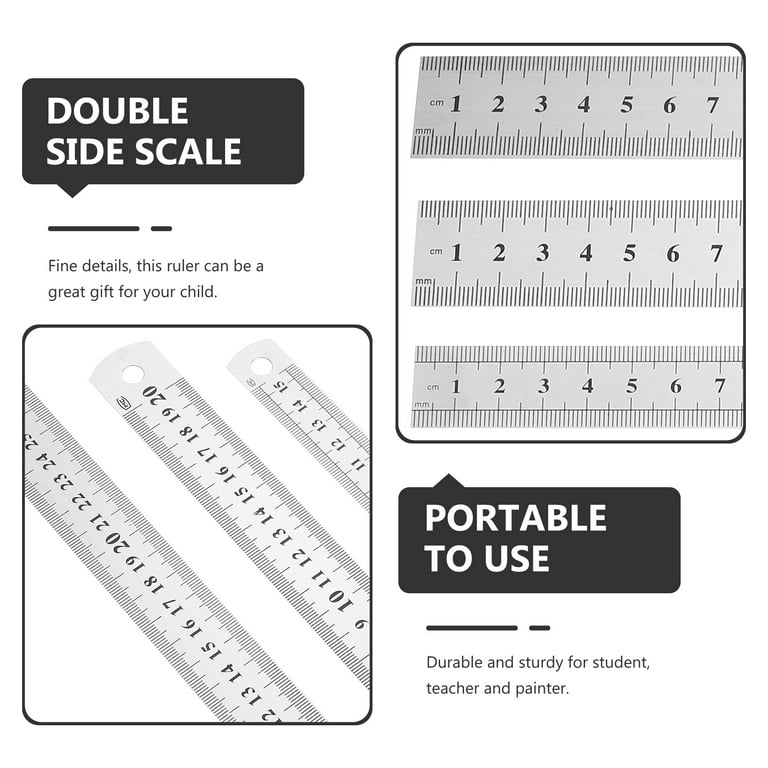 3Pcs Drawing Ruler Geometry Measurement Ruler Double Side Ruler Straight  Ruler