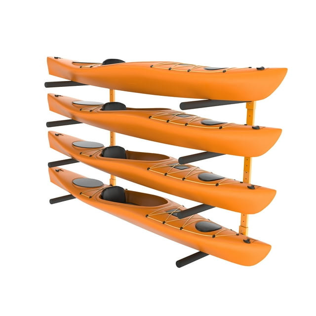 VEVOR Support Mural de Rangement pour Kayak, Supports Muraux de Kayak à Capacité de 4 pour Planche à Pagaie de Kayak et Canot, Crochets de Rangement pour Kayak avec Bras Rembourrés Ajustables, Cintre pour Kayak à Charge de 400 Lb