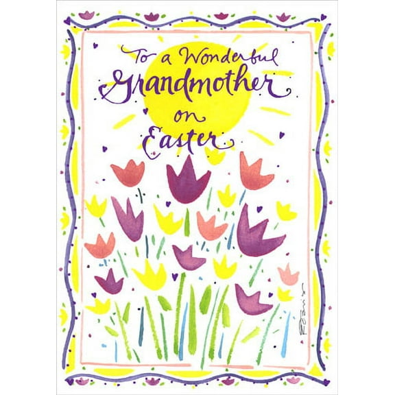 Recycled Paper Greetings Grandmother: Heart Flowers Easter Card