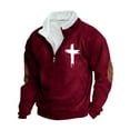thumbnail image 2 of Goodtrade8 Graphic Winter Tops for Men 2025 Quarter Zipper Zip Mock Neck Long Sleeve Casual Men's Sweatshirts, 2 of 3