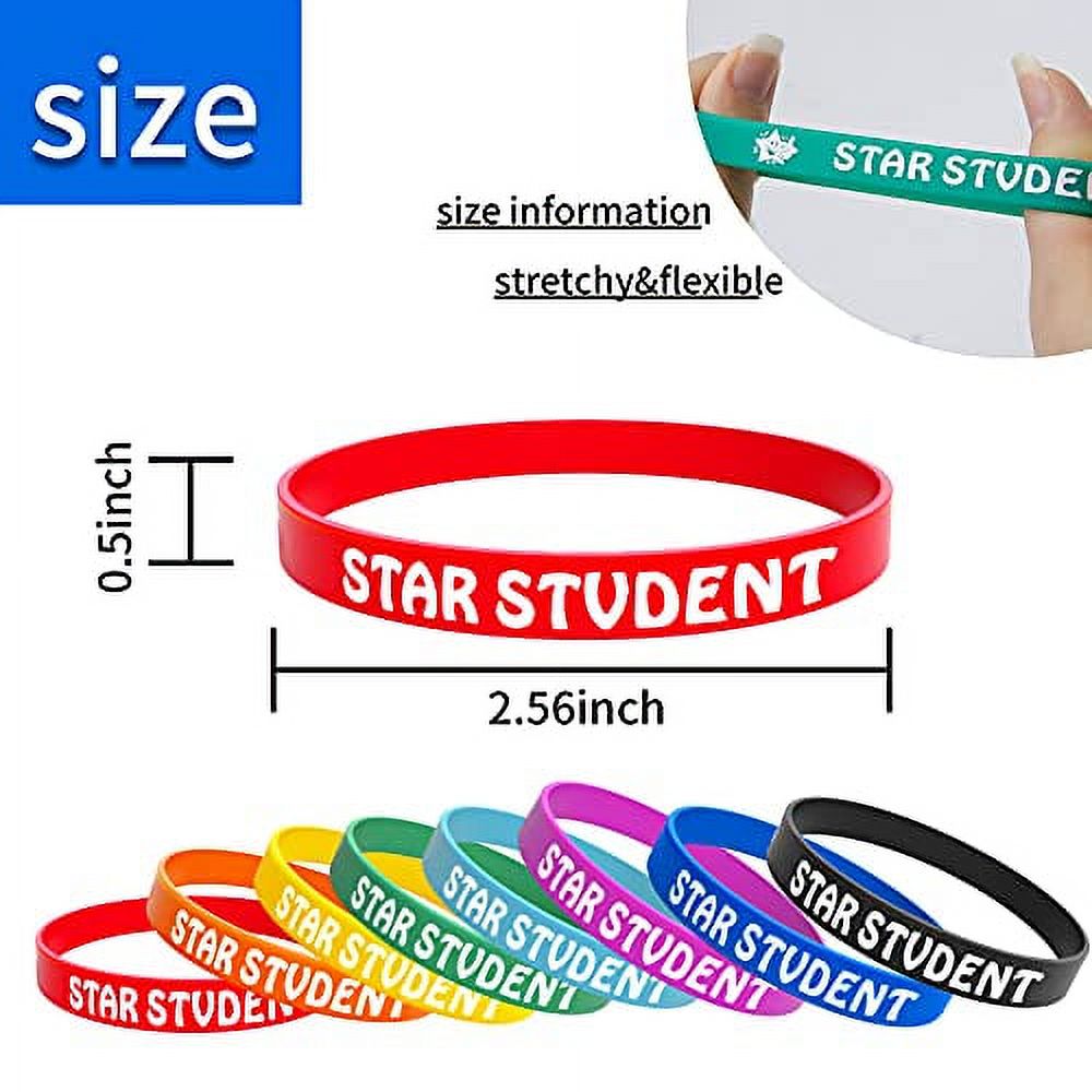 Wehhbtye Braccialetti In Silicone Per Studenti, 48 Pezzi, 8 Colori, Con Motivo Stella E Pollice In Su, Premi Per Classe, Insegnanti E Attività Educative