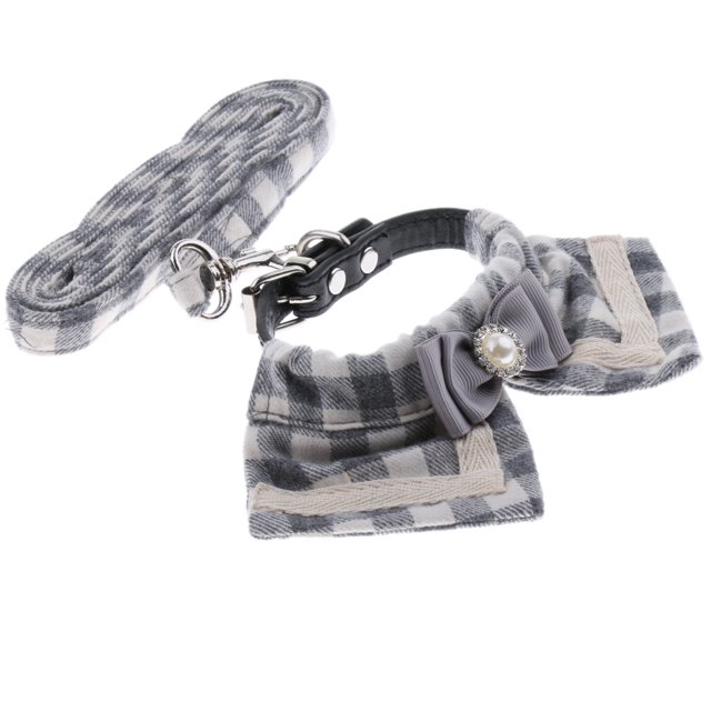 Cuerda Para Correa Para Perros Y Gatos, Correa Para Collar Con Pajarita Para Gatitos M, Cuadros Negros SM SunniMix Juego de arneses y correas para perros