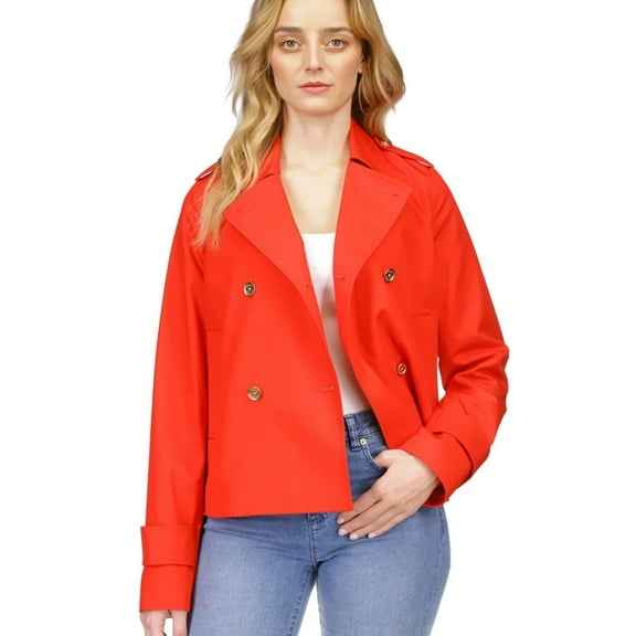 Michael Kors Womens Solid Pea Coat, Red, Petite, 6P