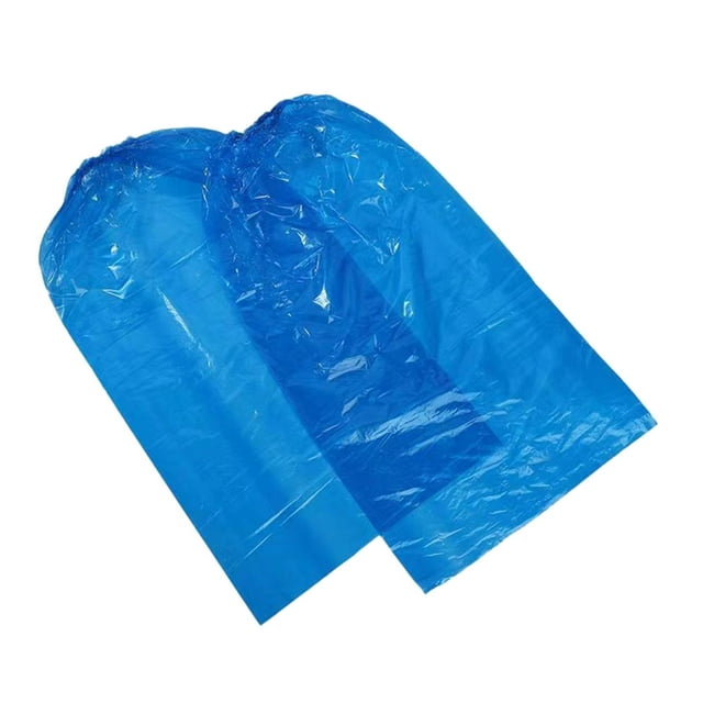 100 unidades/50 pares de cubrezapatos desechables de plástico, cubrezapatos largos, cubrezapatos para botas de lluvia, cubrezapatos para hombre y mujer (azul)