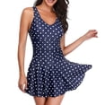 thumbnail image 2 of kamemir One Piece Swimsuits for Women Modest Tummy Control Swimdress Vintage Bathing Suits Skirt Swimwear(Navy,S), 2 of 6