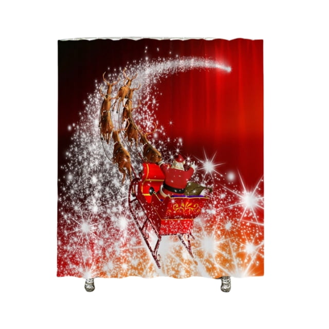 Transemion Rideau de Douche Imprimé de Noël pour Décoration de Salle de Bain Hydrofuge F Seulement Rideau-180*180