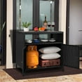 thumbnail image 5 of Huloretions Outdoor Wicker Storage Cabinet With Spacious Tabletop,Patio Bar Table With 2-Door And Shelf,All Weather Resin Wicker For Patio Pool Garden Kitchen, 5 of 9