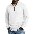 thumbnail image 2 of TOUMENY Men Zip Up Sweater High Neck Long Sleeve Solid Casual Comfy Slim Fit Pullover Fashion Knit Fall Winter Layer Tops Jacket White XXXL, 2 of 7